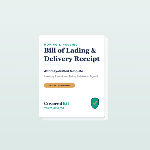 Bill of Lading & Delivery Receipt — CoveredKit