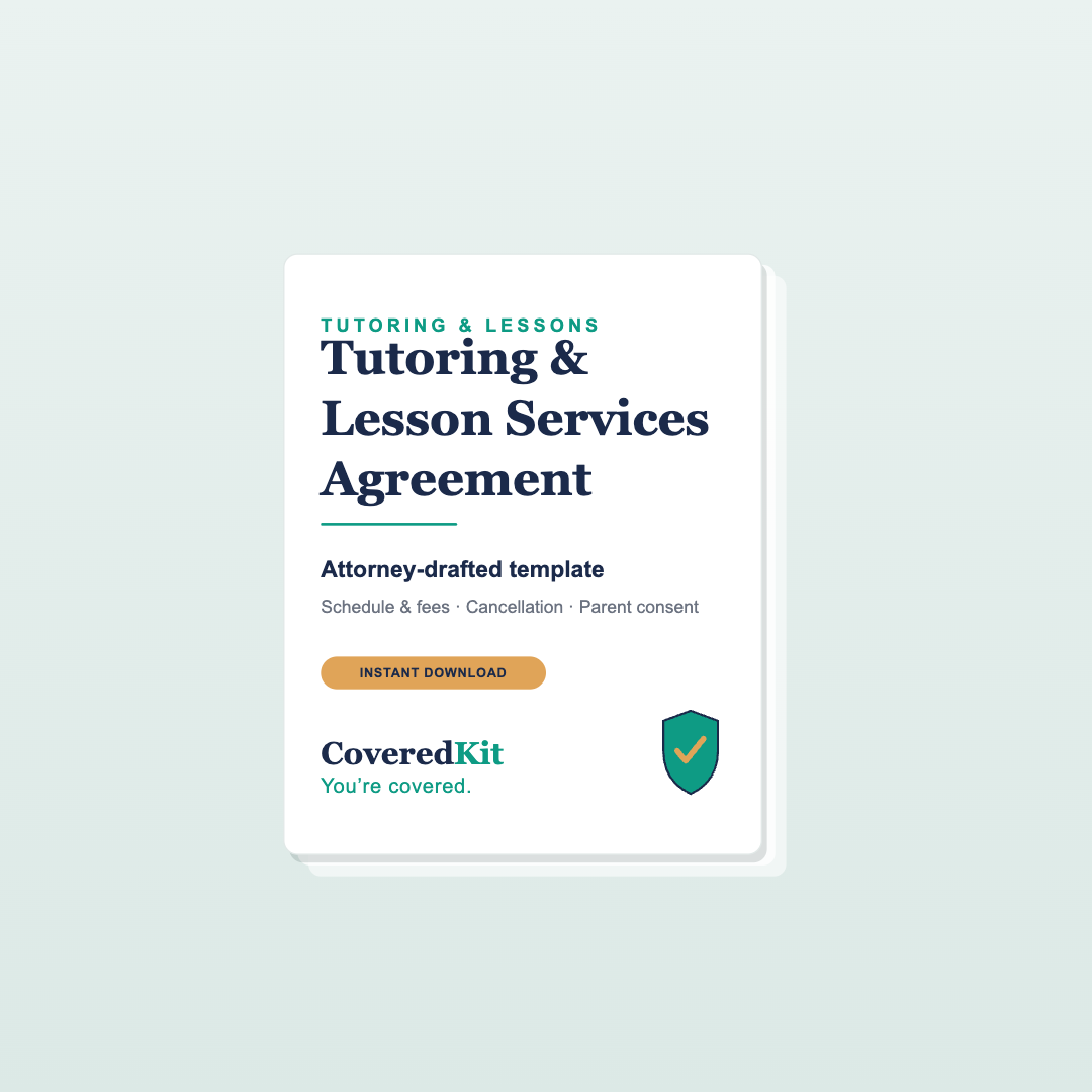 Tutoring & Lesson Services Agreement — CoveredKit