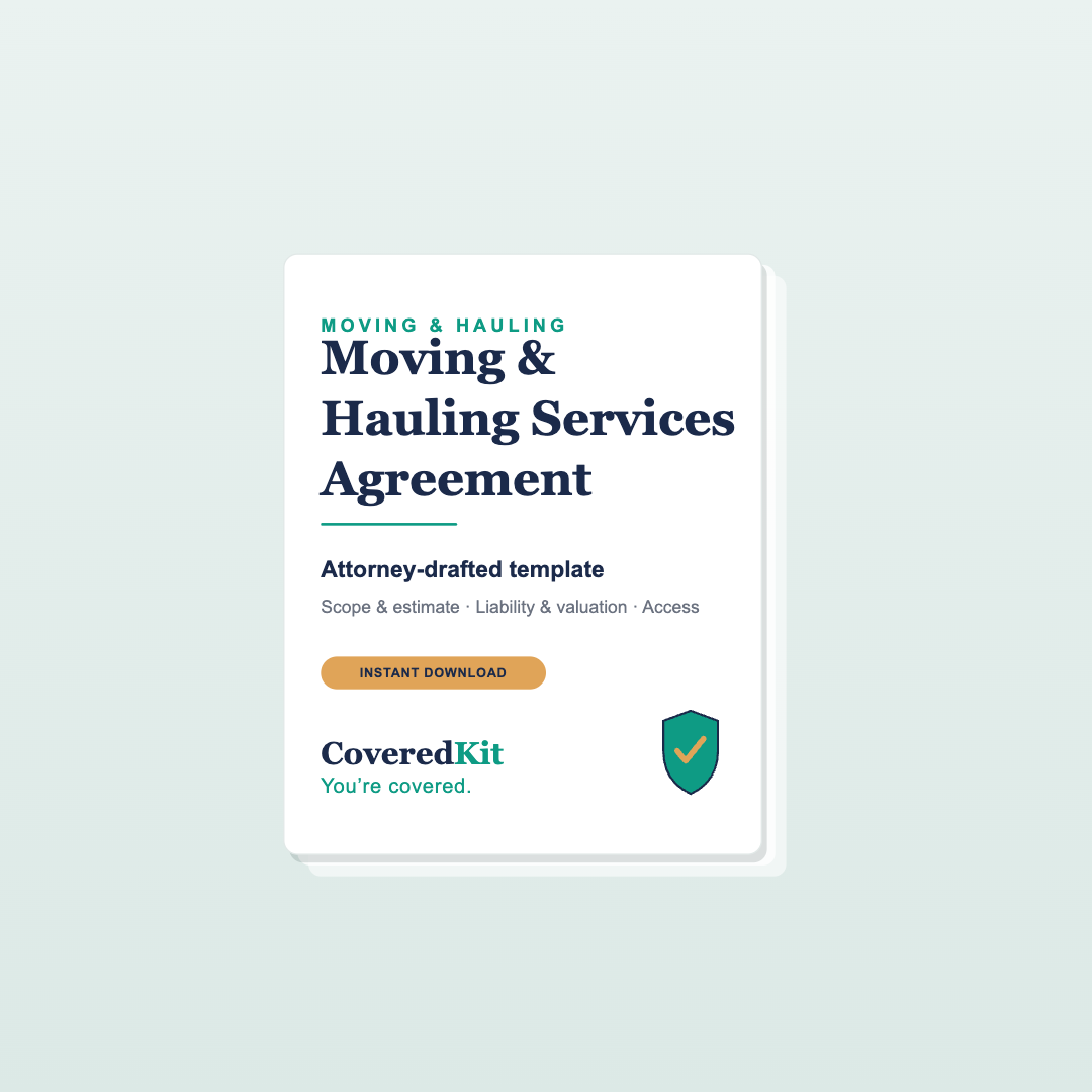Moving & Hauling Services Agreement — CoveredKit