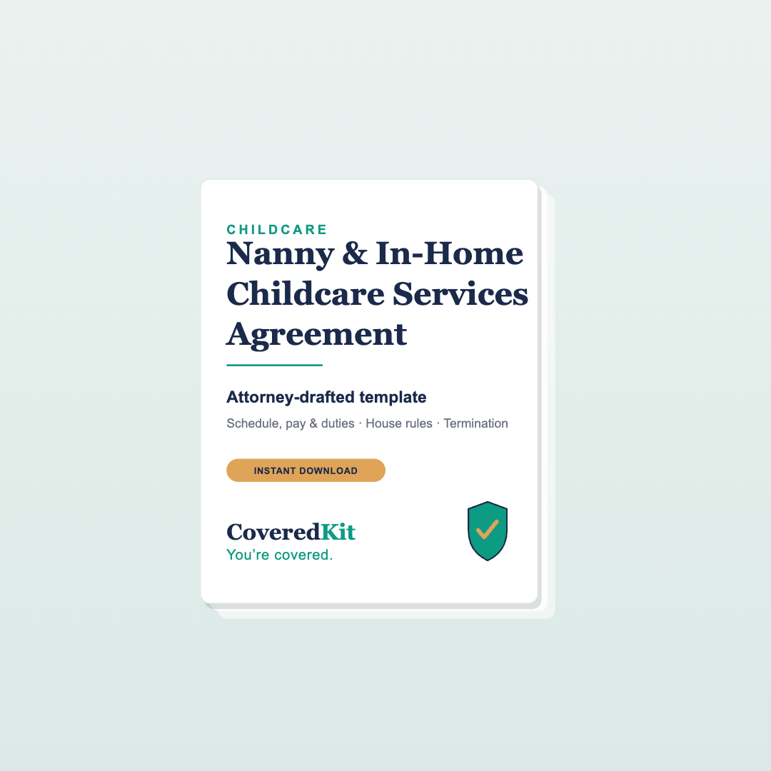 Nanny & In-Home Childcare Services Agreement — CoveredKit
