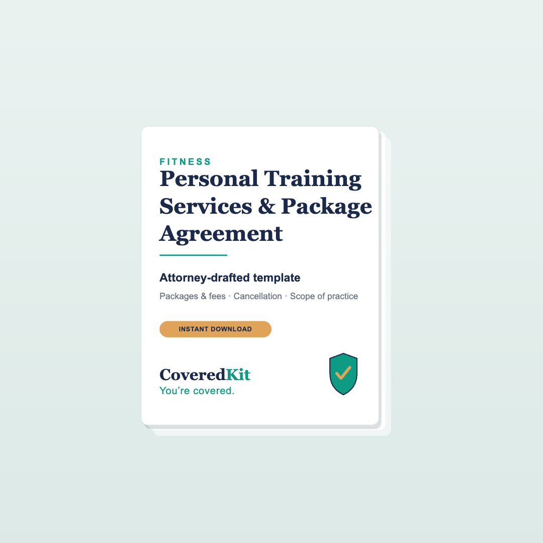 Personal Training Services & Package Agreement — CoveredKit
