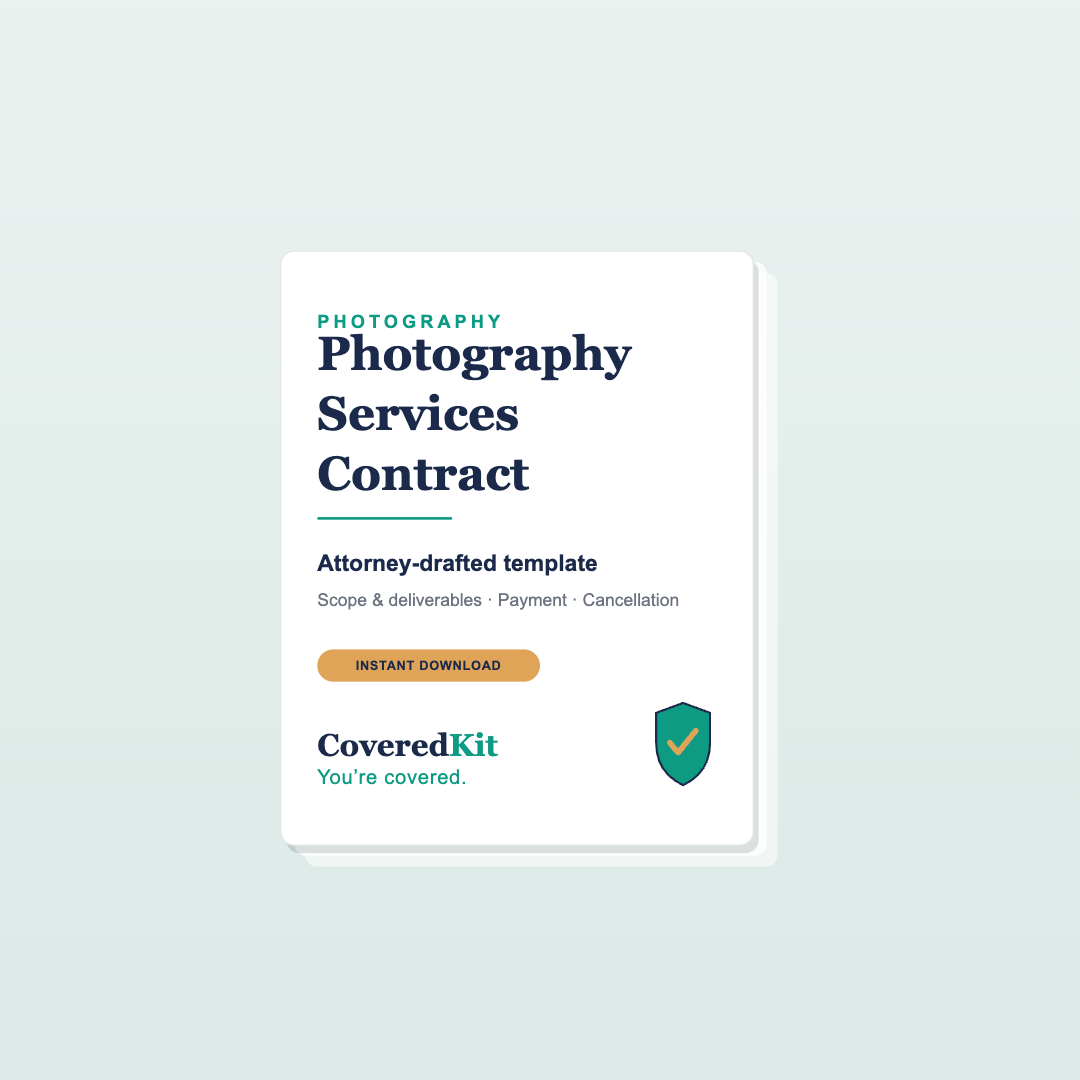 Photography Services Contract — CoveredKit
